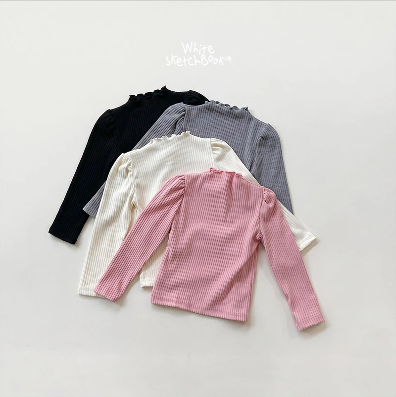 Shirring Lettuce Edge Ribbed Tee by Whitesketchbook for Child - view 11