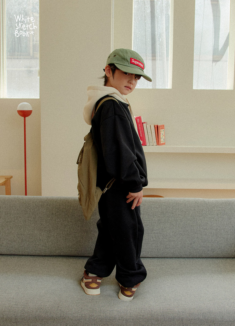 Bongbong Rib Trim Jogger Pants (Fleece) by Whitesketchbook for Child - view 8