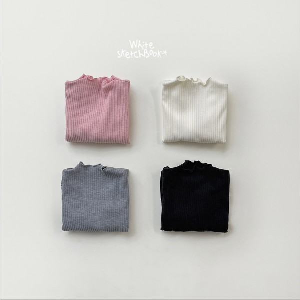 Shirring Lettuce Edge Ribbed Tee by Whitesketchbook for Child - view 1