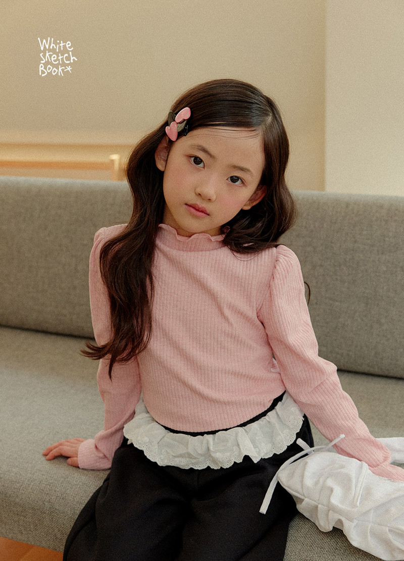 Shirring Lettuce Edge Ribbed Tee by Whitesketchbook for Child - view 3