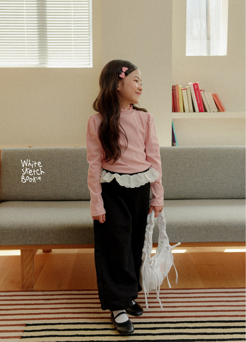 Shirring Lettuce Edge Ribbed Tee by Whitesketchbook for Child - view 5