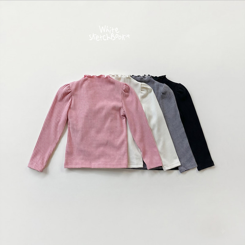 Shirring Lettuce Edge Ribbed Tee by Whitesketchbook for Child - view 10