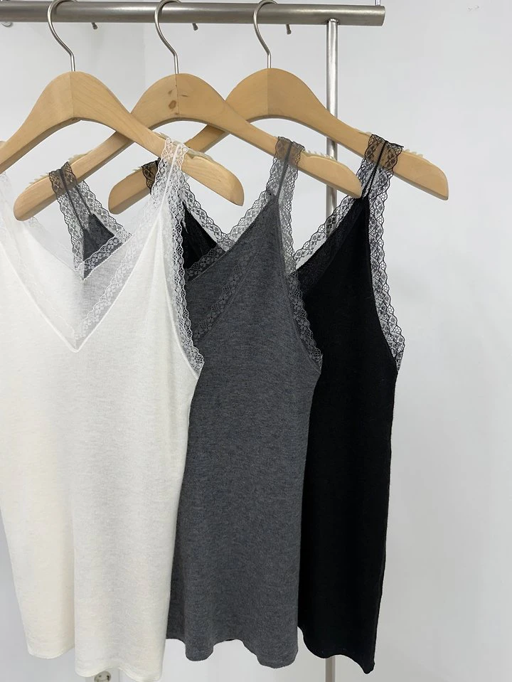 Lace Knit Wool Sleeveless Top by Yikho for Women - view 5