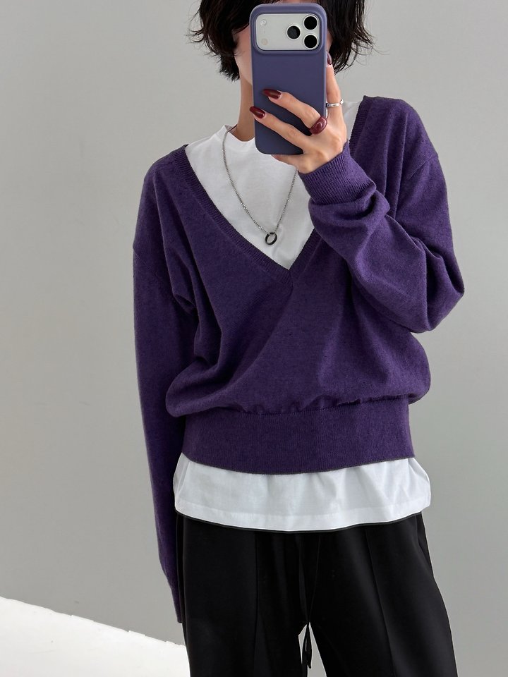 Deep V-Neck Knit by Yikho for Women - view 12