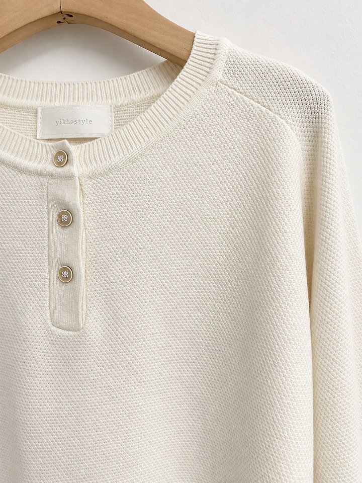 Henley Long Sleeve Knit by Yikho for Women - view 6