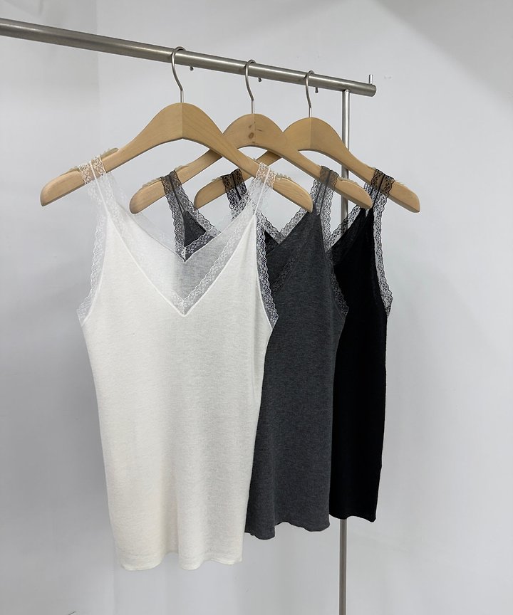 Lace Knit Wool Sleeveless Top by Yikho for Women - view 2