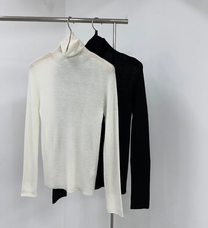 Simple Whole Garment Turtleneck Tee by Yikho for Women - view 1