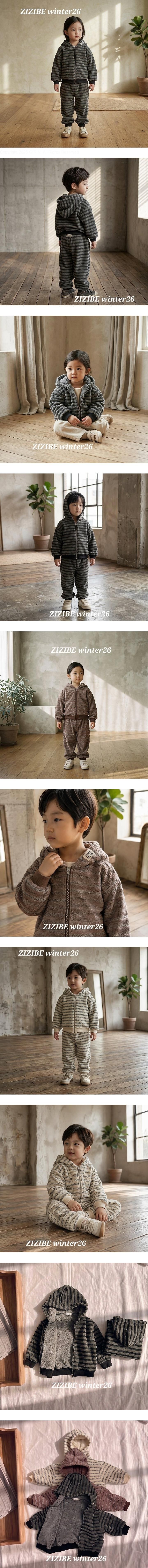 Striped Fleece Zip-Up Hoodie by Zizibe for Baby - view 1